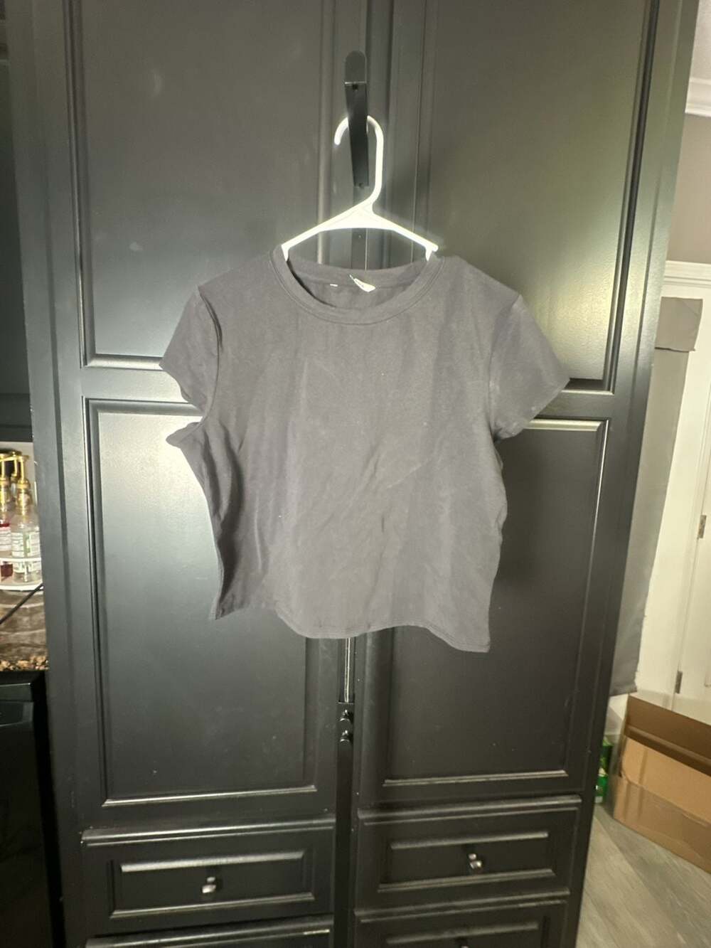 Halara Black Cropped Cotton Crewneck T-Shirt Size L #1056